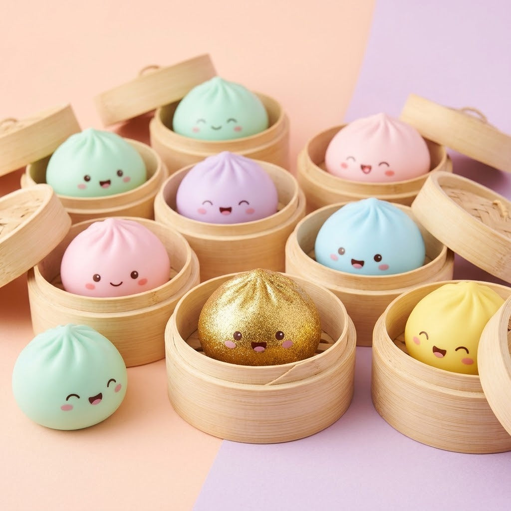 Mystery Dumpling Squishy 10 cm Golden Surprise Stress Toy