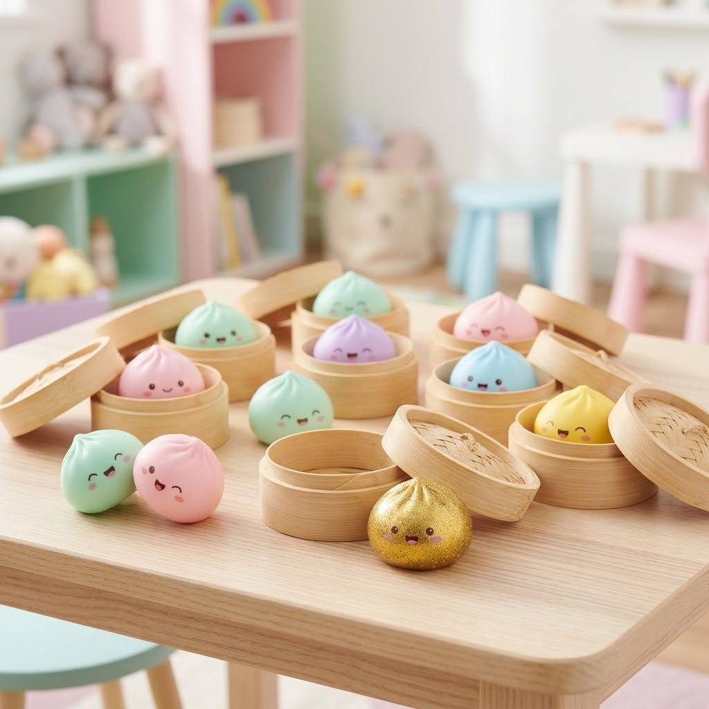 Mystery Dumpling Squishy 10 cm Golden Surprise Stress Toy