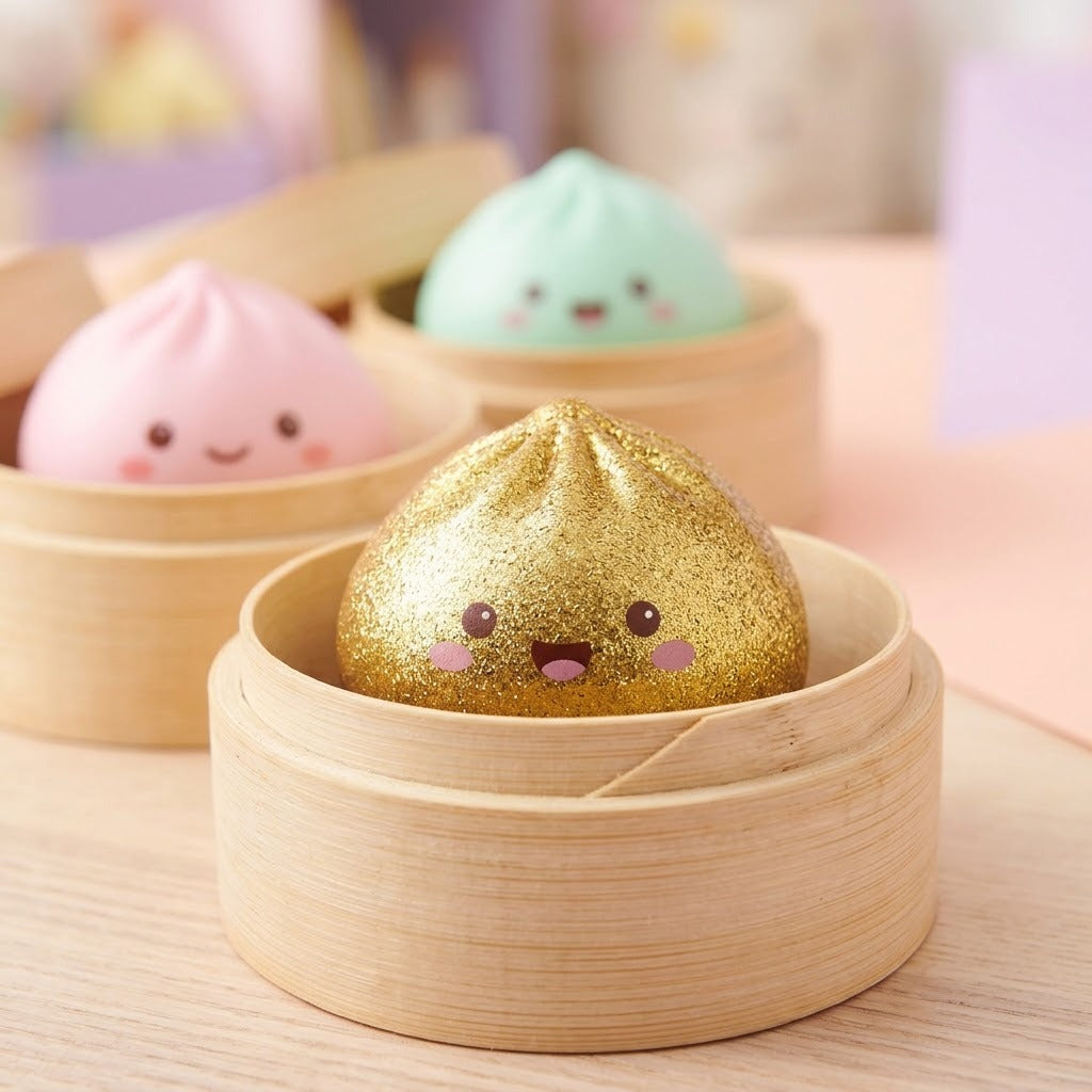 Mystery Dumpling Squishy 10 cm Golden Surprise Stress Toy