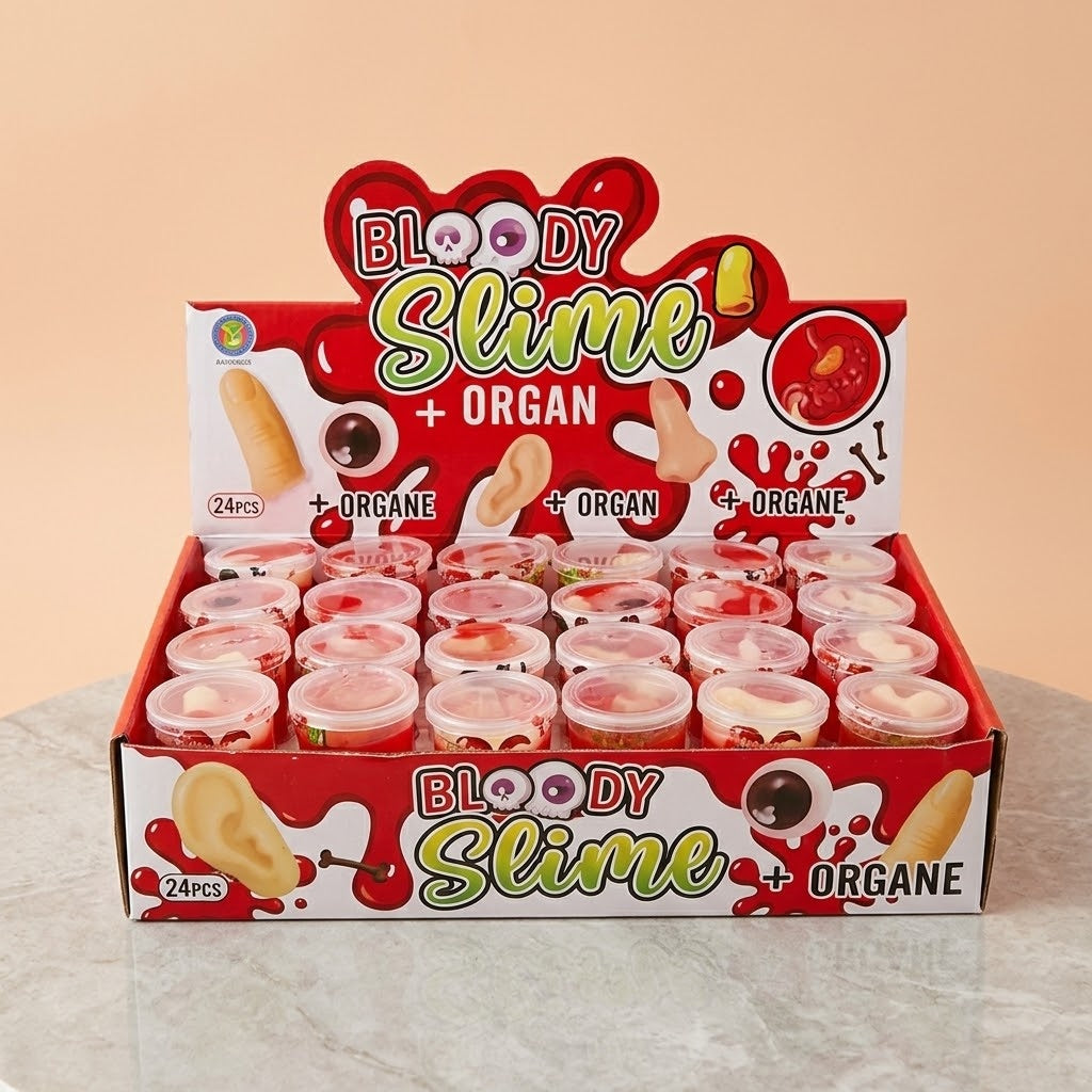 Bloody Slime Pot 75 g with Hidden Organ Halloween - studio photo