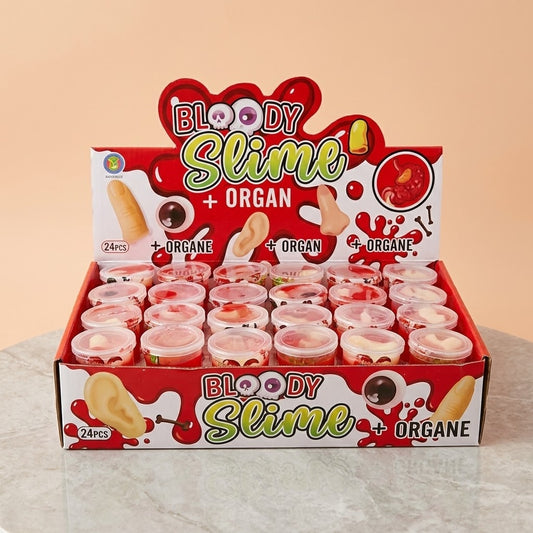 Bloody Slime Pot 75 g with Hidden Organ Halloween - studio photo