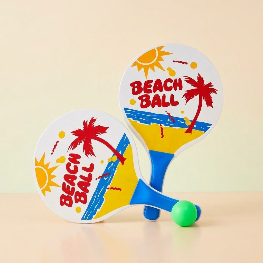 Beach Rackets Wooden Kids Bat and Ball Set 38 x 23 cm - studio photo