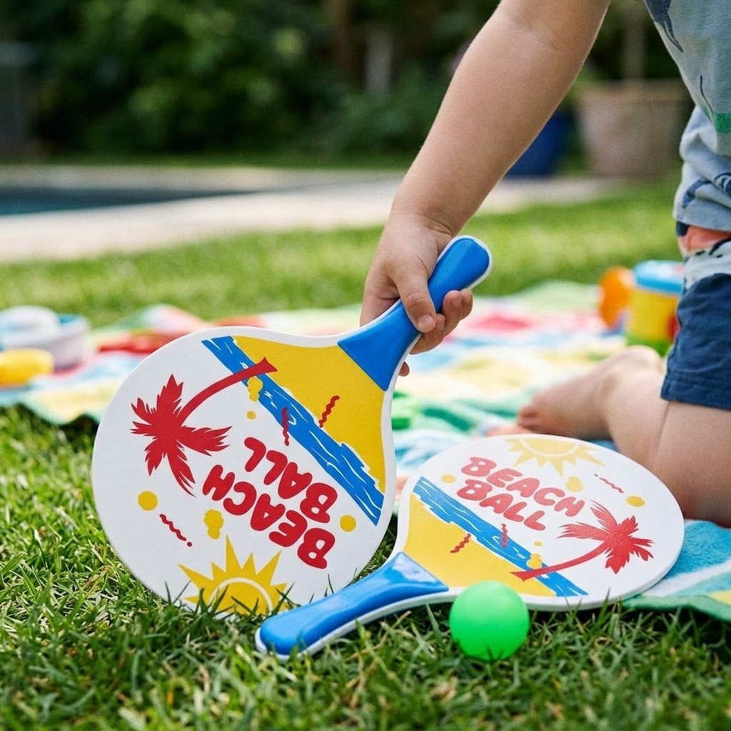 Beach Rackets Wooden Kids Bat and Ball Set 38 x 23 cm - lifestyle photo
