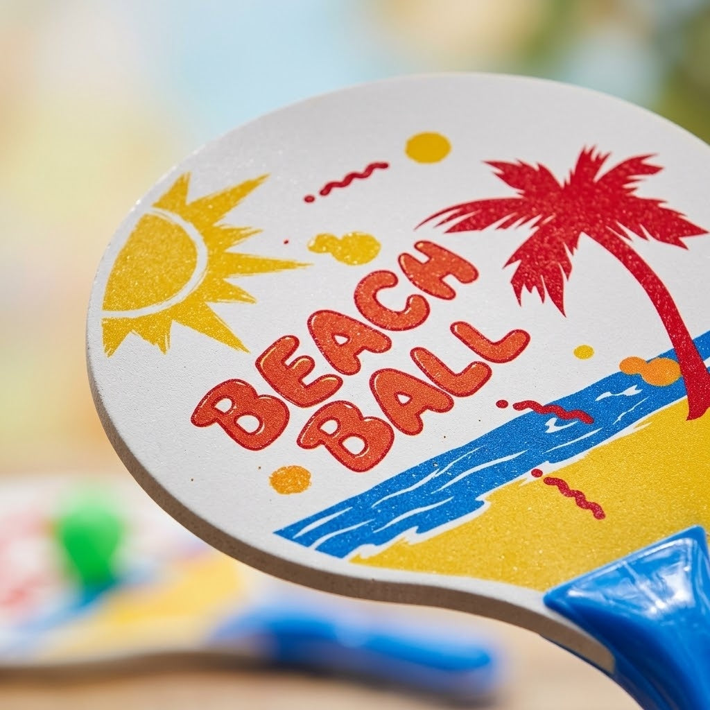 Beach Rackets Wooden Kids Bat and Ball Set 38 x 23 cm - close-up
