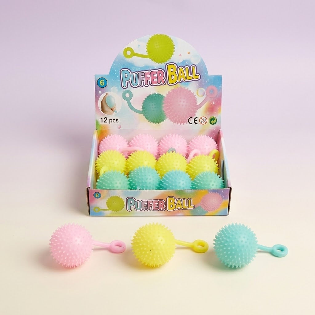 Pastel Puffer Yoyo Stress Ball Fidget Toy 5.5 cm - studio photo