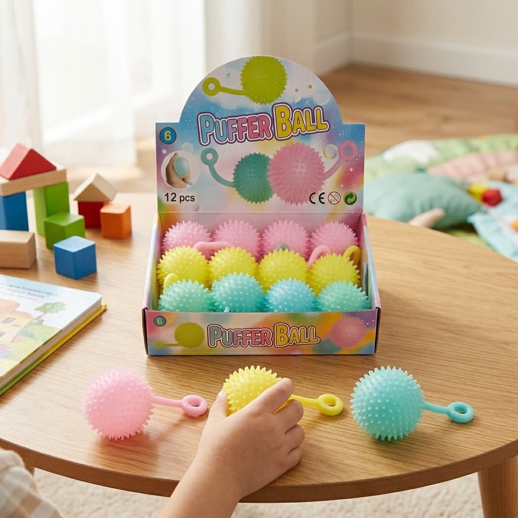 Pastel Puffer Yoyo Stress Ball Fidget Toy 5.5 cm - lifestyle photo