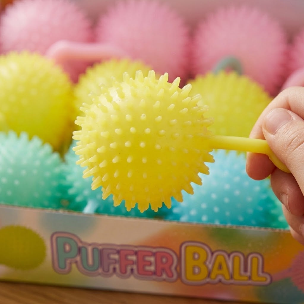 Pastel Puffer Yoyo Stress Ball Fidget Toy 5.5 cm - close-up