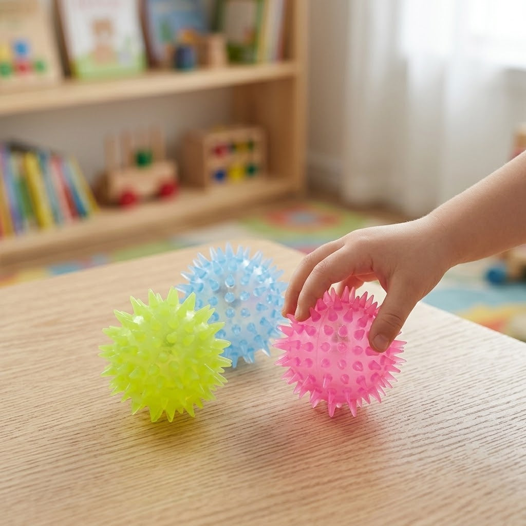 Light Up Spiky Ball Mini Sensory Ball 4 cm - lifestyle photo