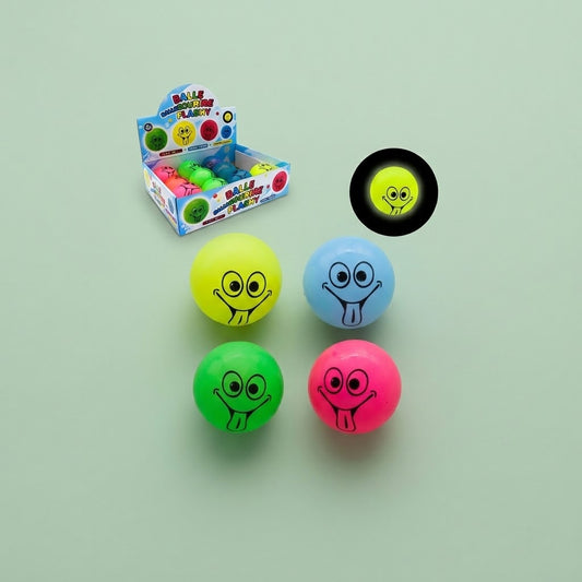Light Up Tongue Out Face Bouncy Ball Flashing 55 mm - studio photo