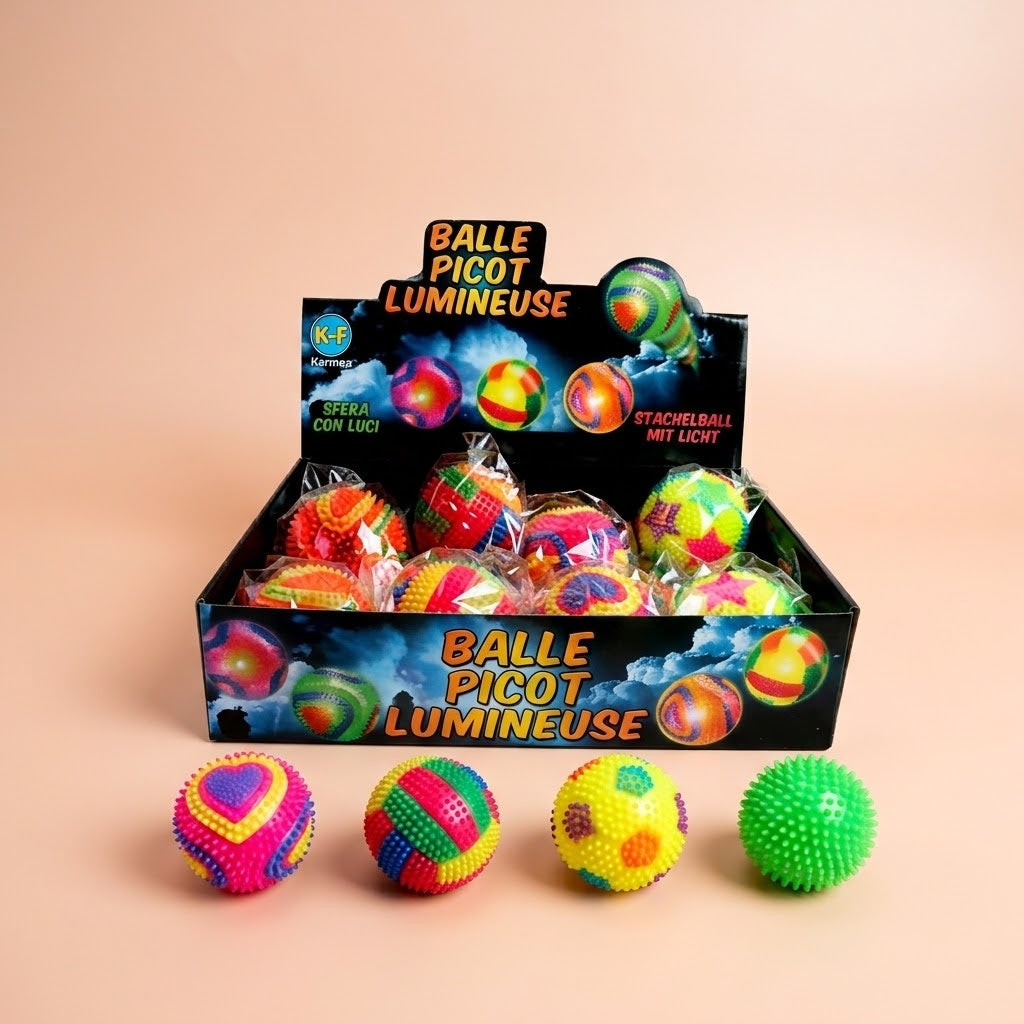 Light Up Spiky Ball Flashing Sensory Ball 7.5 cm - studio photo