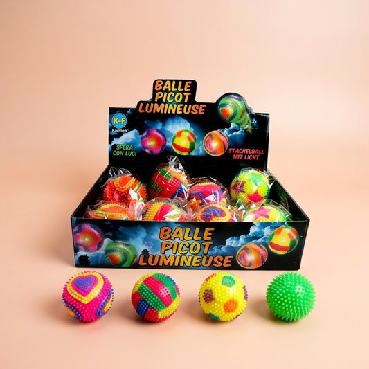 Light Up Spiky Ball Flashing Sensory Ball 7.5 cm - studio photo