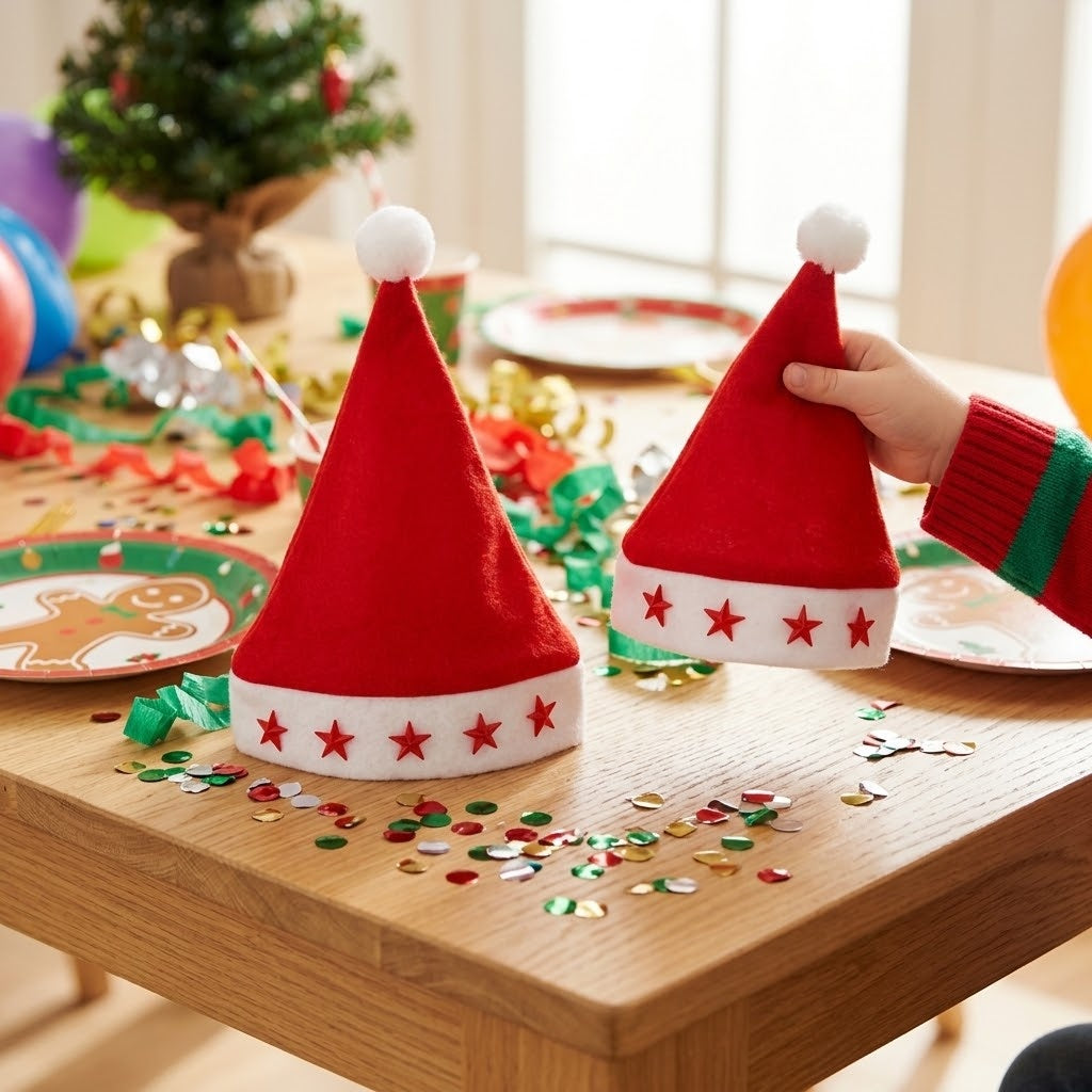 Light-Up Christmas Hat with 5 Stars Santa Hat - lifestyle photo
