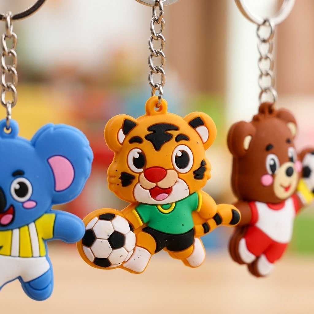 Football Animal Keychain Soccer Keyring 5 cm - close-up