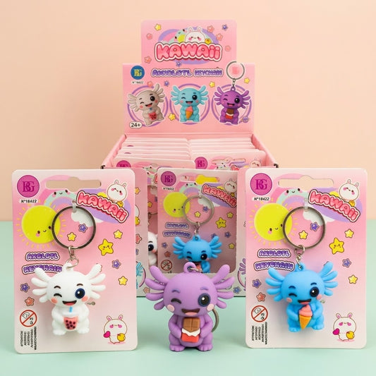 Kawaii Axolotl 3D Keychain Cute Keyring 4.5 cm - studio photo