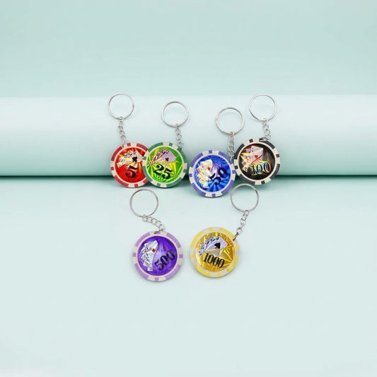 Poker Chip Keychain Casino Keyring Party Favour - studio photo