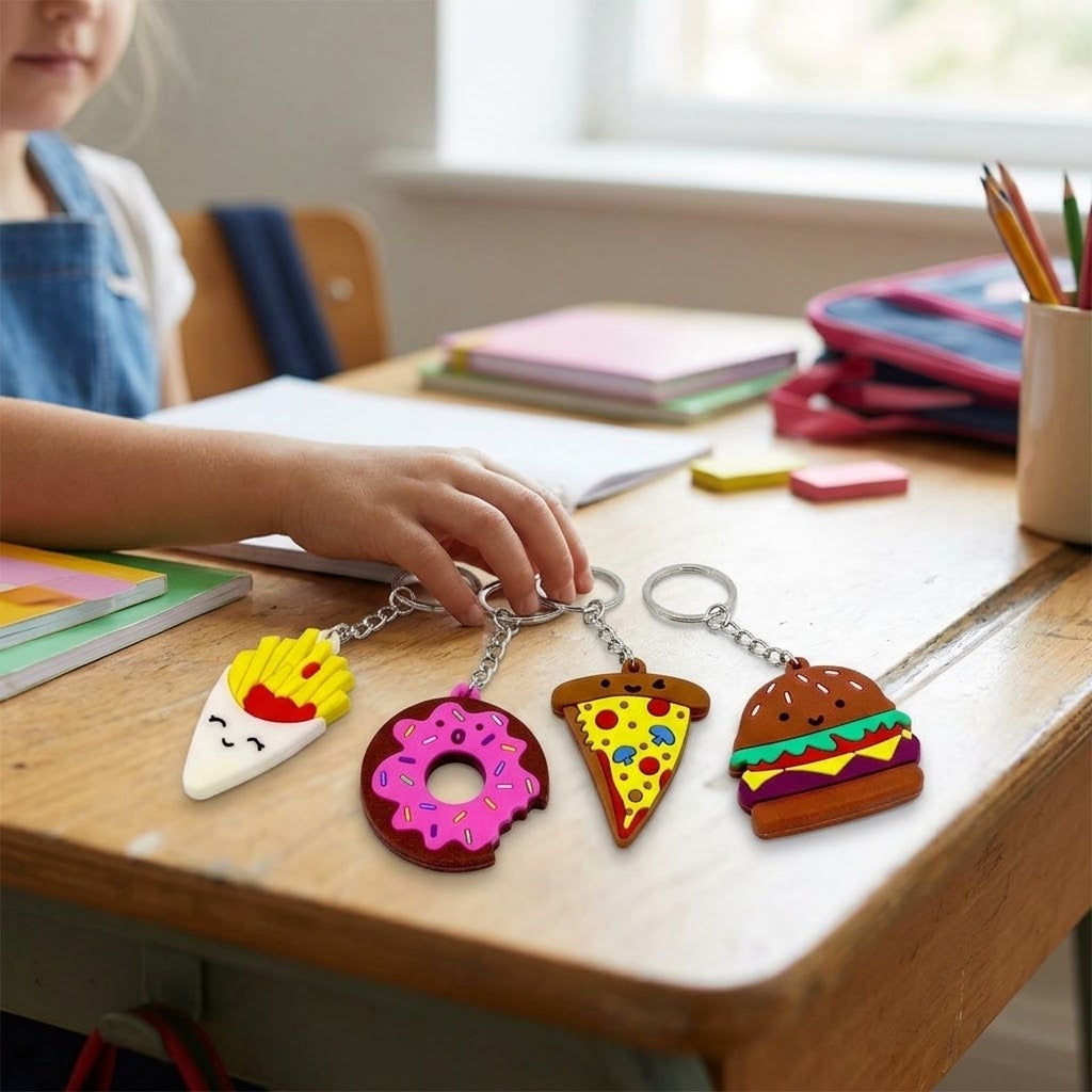Fast Food Keychain Snack Novelty Key Ring - lifestyle photo
