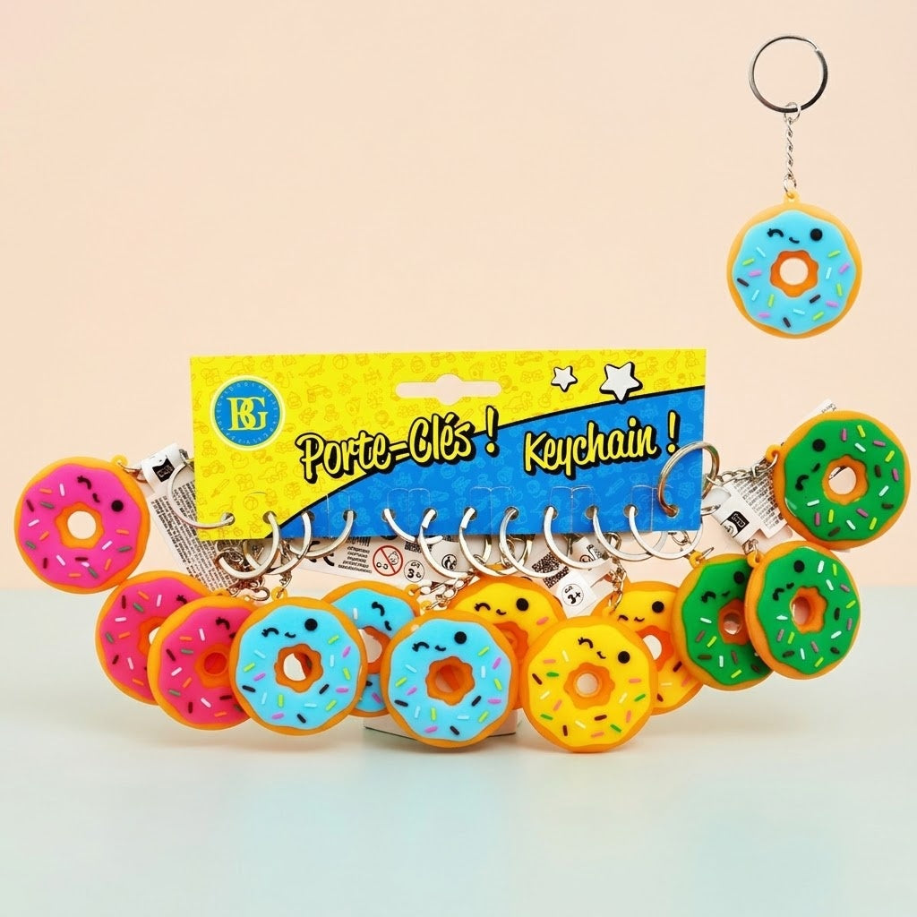 3D Donut Keychain Cute Food Keyring 5 cm - studio photo