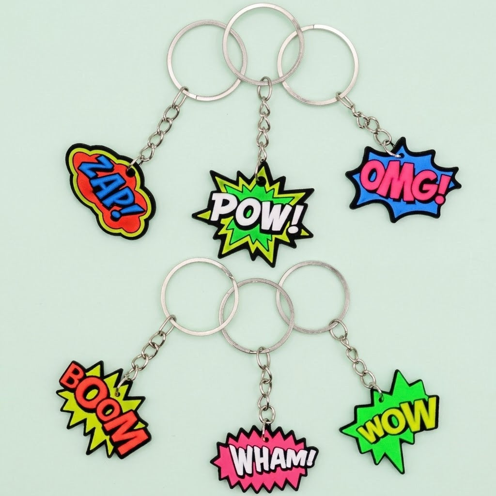 OMG Keychain Assorted Fun Keyring Party Favour - studio photo