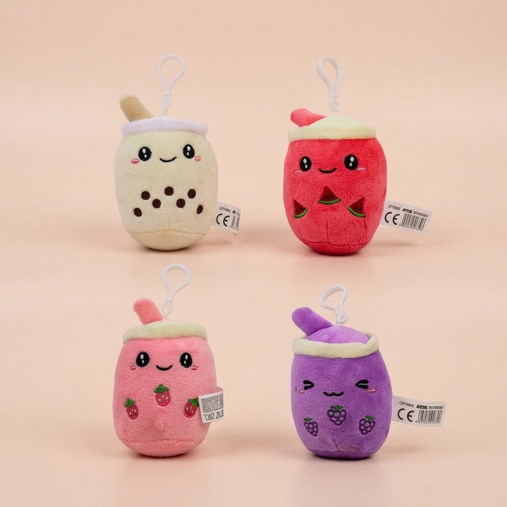 Plush Bubble Tea Keychain Bag Charm 10 cm - studio photo