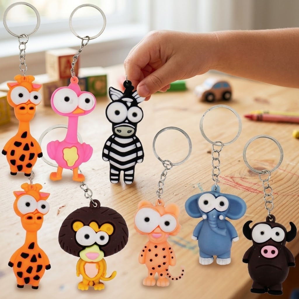 Big Eyes 3D Jungle Animal Keychain 6.5 cm - lifestyle photo