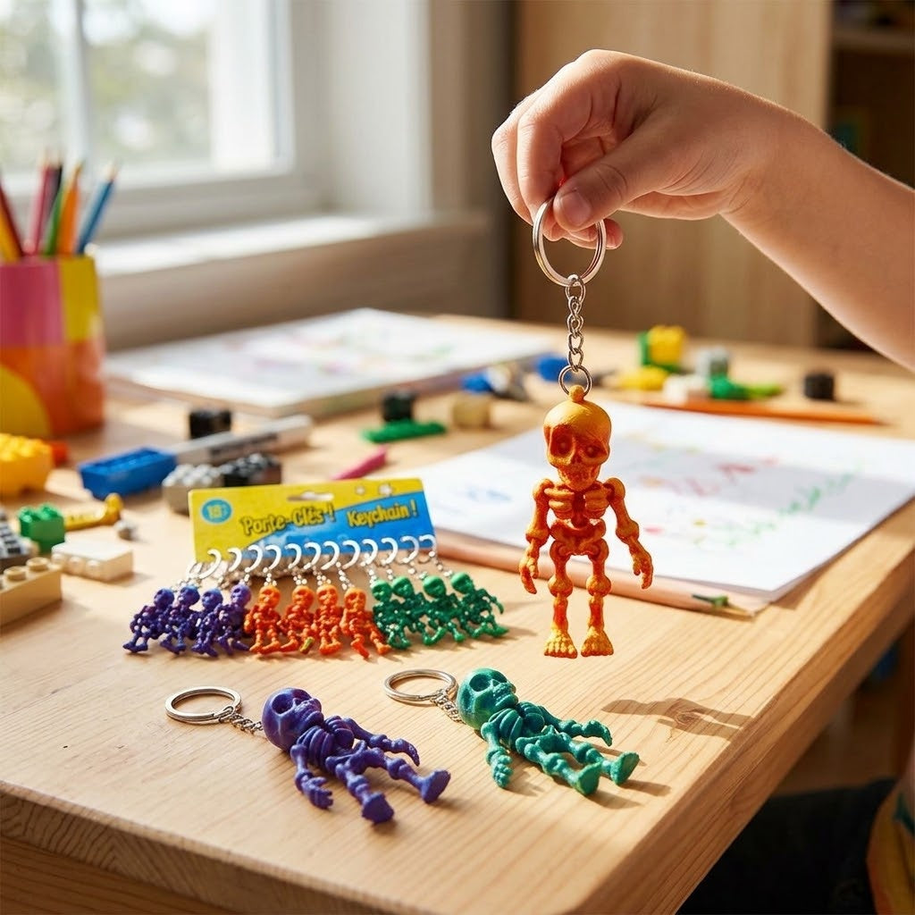 Articulated Skeleton Keychain 3D Printed 5 cm - lifestyle photo