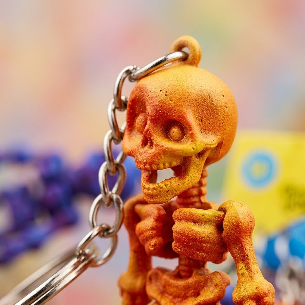 Articulated Skeleton Keychain 3D Printed 5 cm - close-up