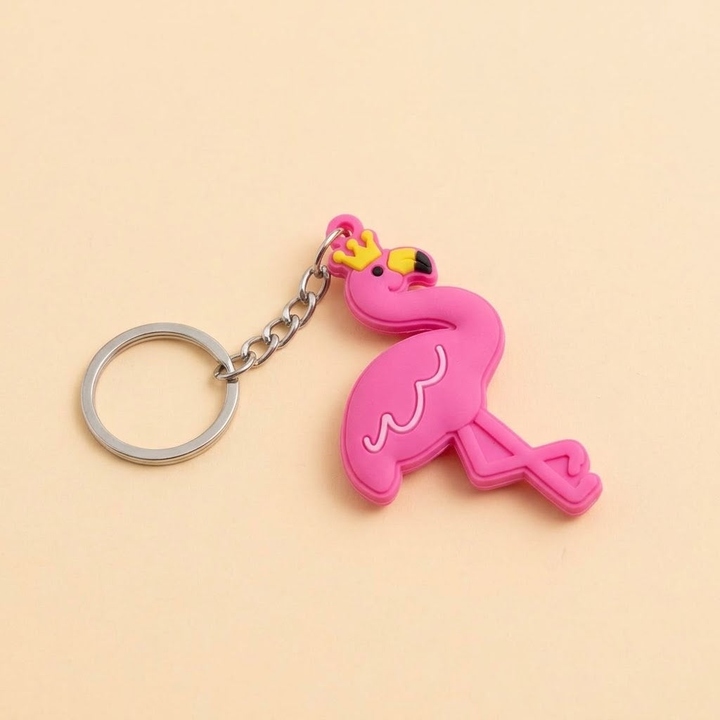 Pink Flamingo Keychain Cute Bag Charm - studio photo