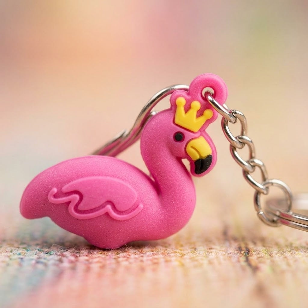 Pink Flamingo Keychain Cute Bag Charm - close-up