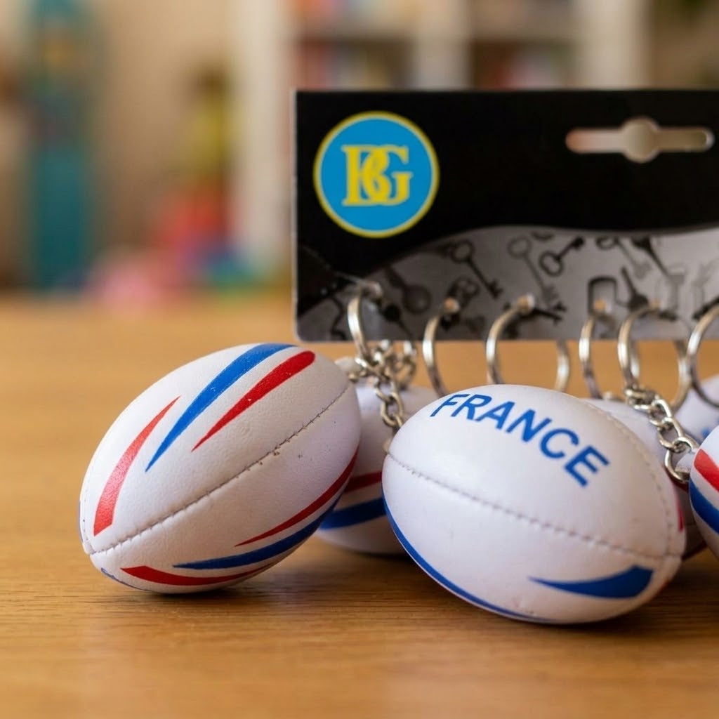 France Rugby Ball Keychain Foam 6.5 cm - close-up