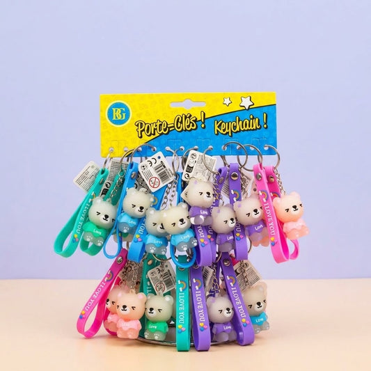 3D Bear Keychain with Silicone Wrist Strap 5 cm - studio photo