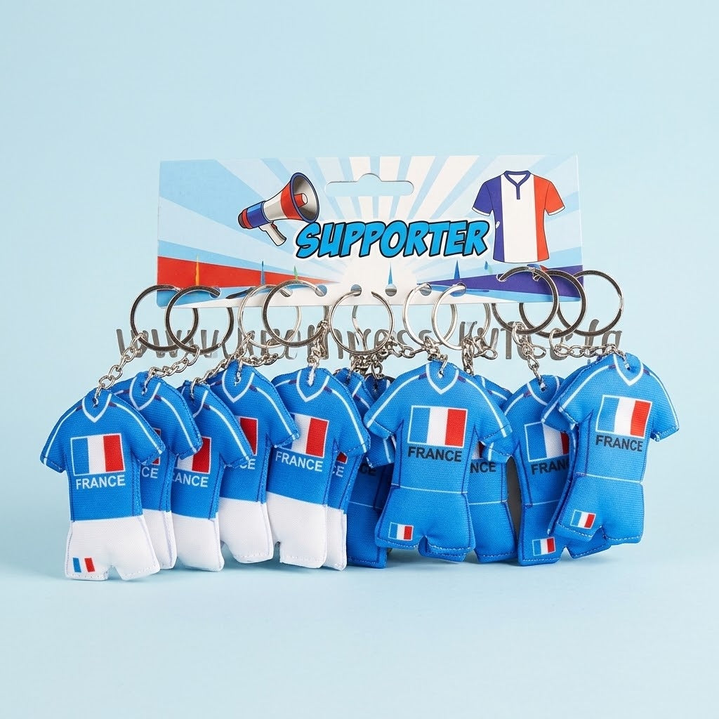 France Football Shirt Keychain Supporter Key Ring - studio photo