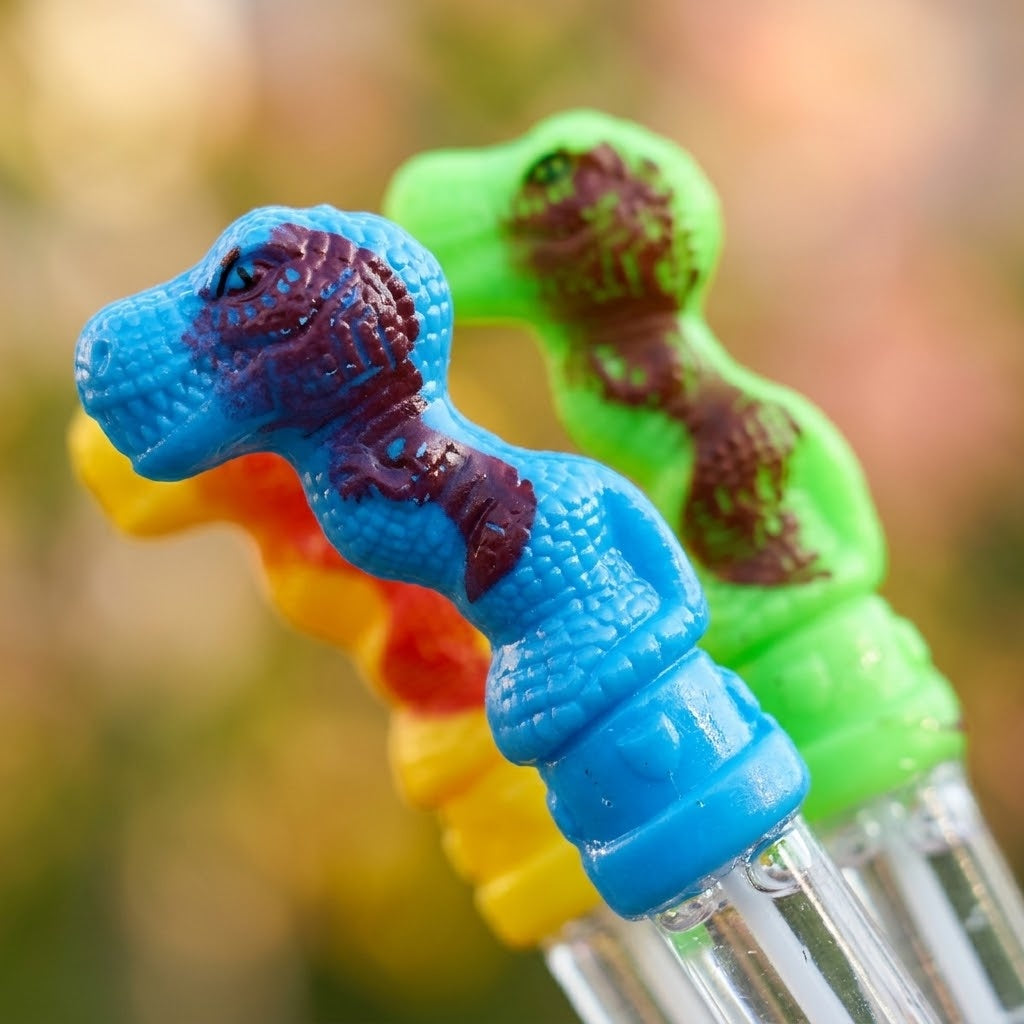 T-Rex Dinosaur Soap Bubble Wand Tube 25 cm - close-up