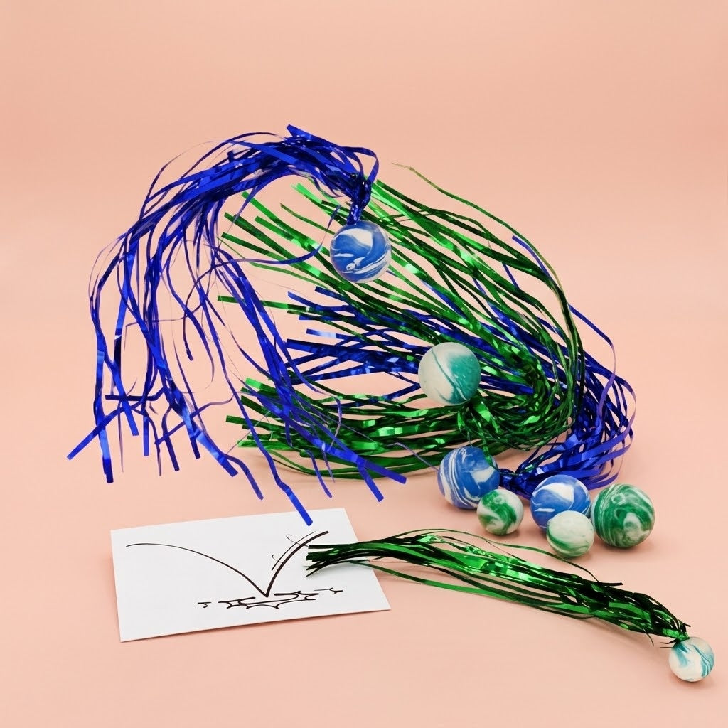 Comet Bouncy Balls with Coloured Filaments 27 mm - studio photo