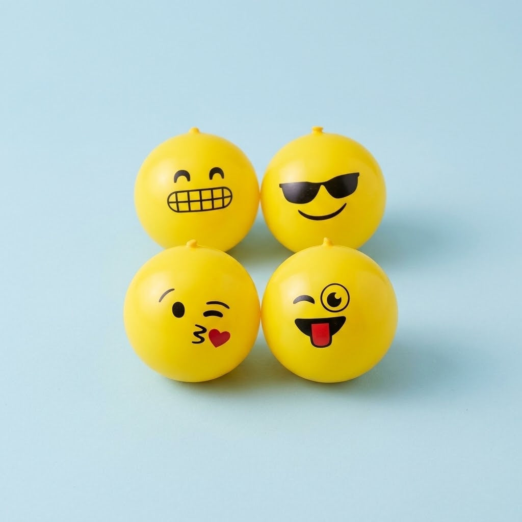 Emoji Face PVC Play Ball Inflatable Kids Ball 23 cm - studio photo