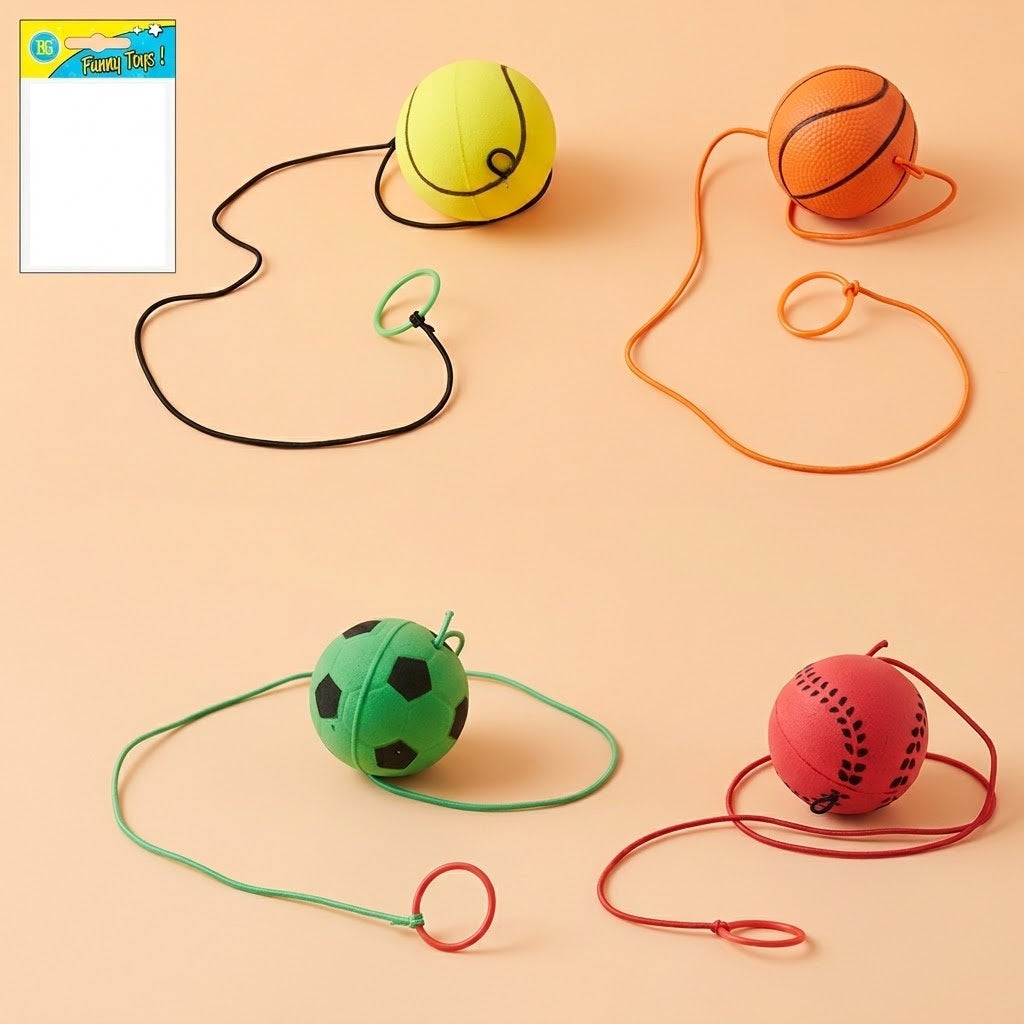 Finger Ball on Elastic Return Ball Party Toy 6 cm - studio photo