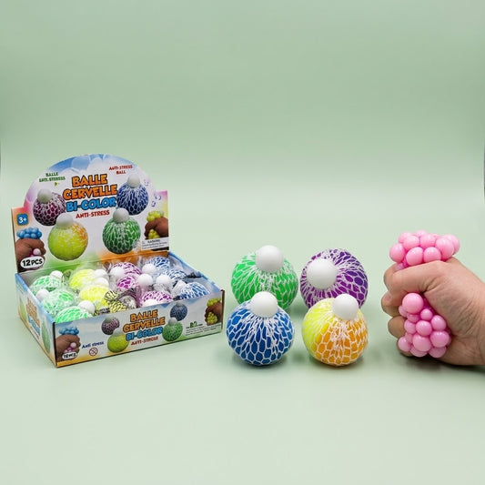 Two-Colour Brain Squeeze Ball Stress Ball 6 cm - studio photo