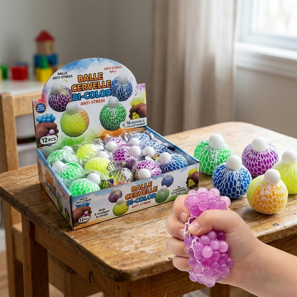 Two-Colour Brain Squeeze Ball Stress Ball 6 cm - lifestyle photo