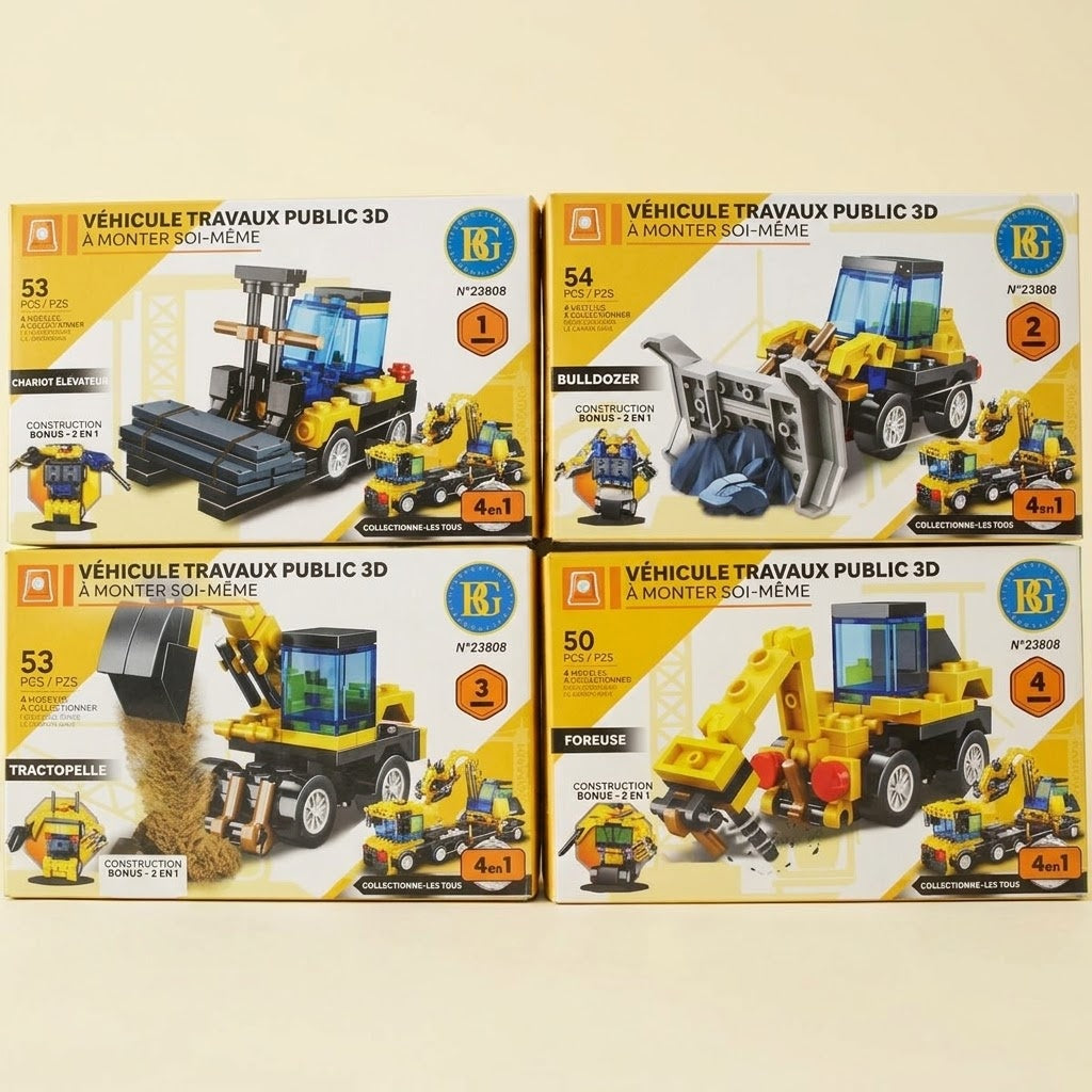 Construction Vehicle Compatible Building Bricks Mini Set - studio photo