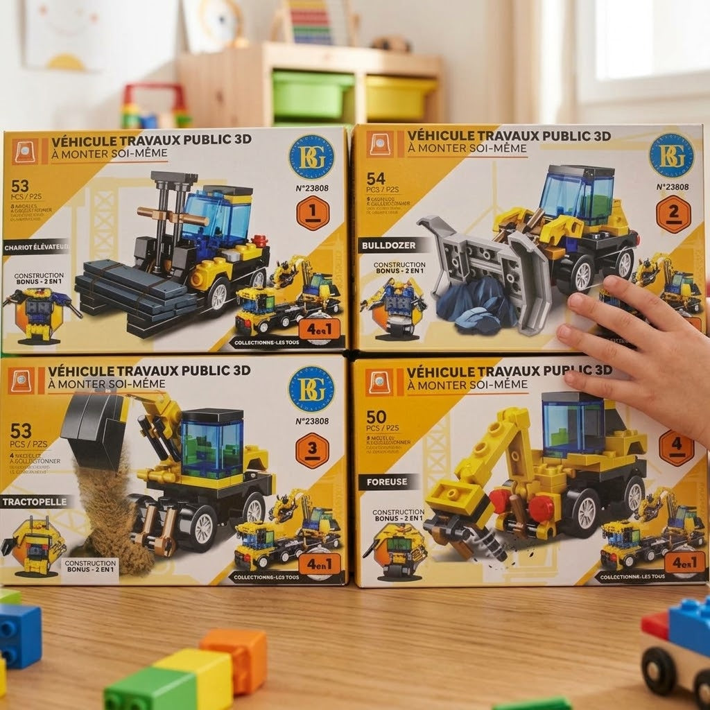 Construction Vehicle Compatible Building Bricks Mini Set - lifestyle photo