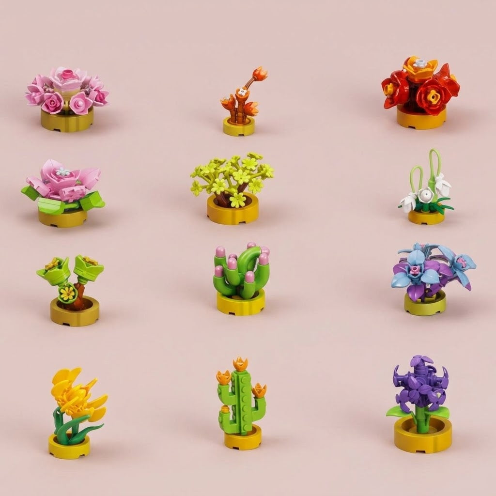 Flower Compatible Building Bricks Mini Set Party Favour - studio photo