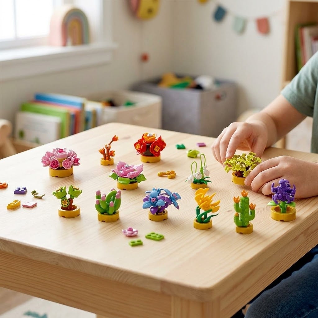 Flower Compatible Building Bricks Mini Set Party Favour - lifestyle photo