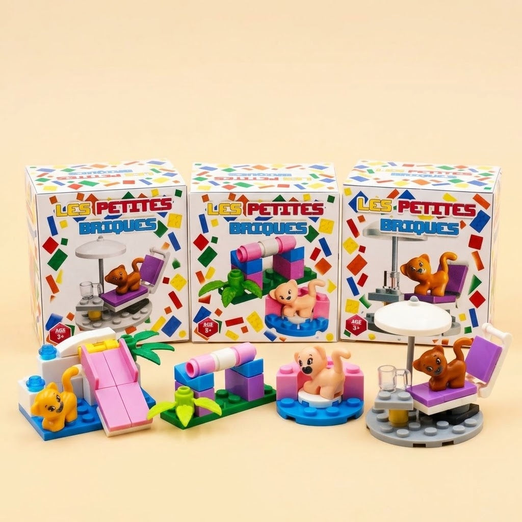 Cat Mini World Compatible Building Bricks Set - studio photo