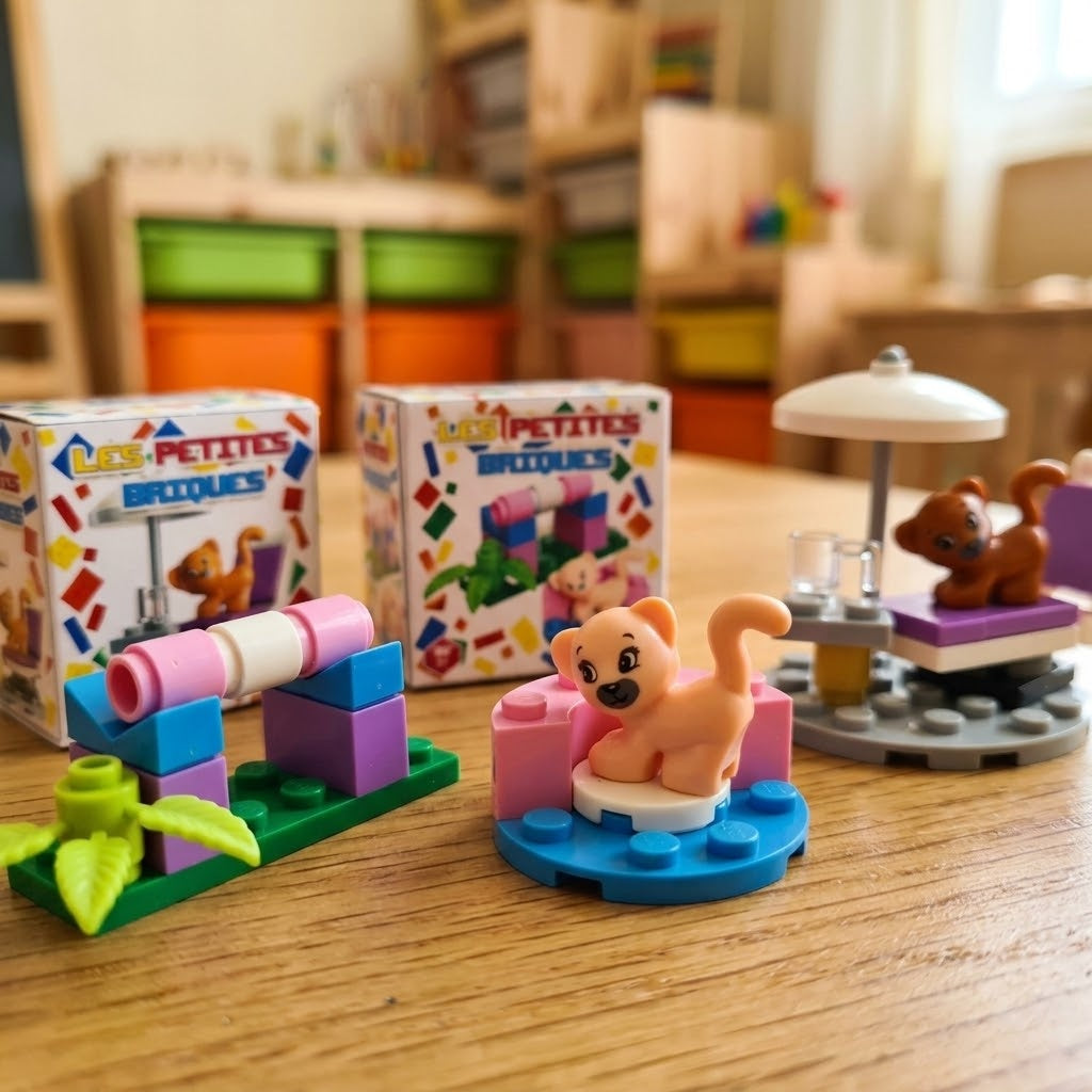 Cat Mini World Compatible Building Bricks Set - close-up