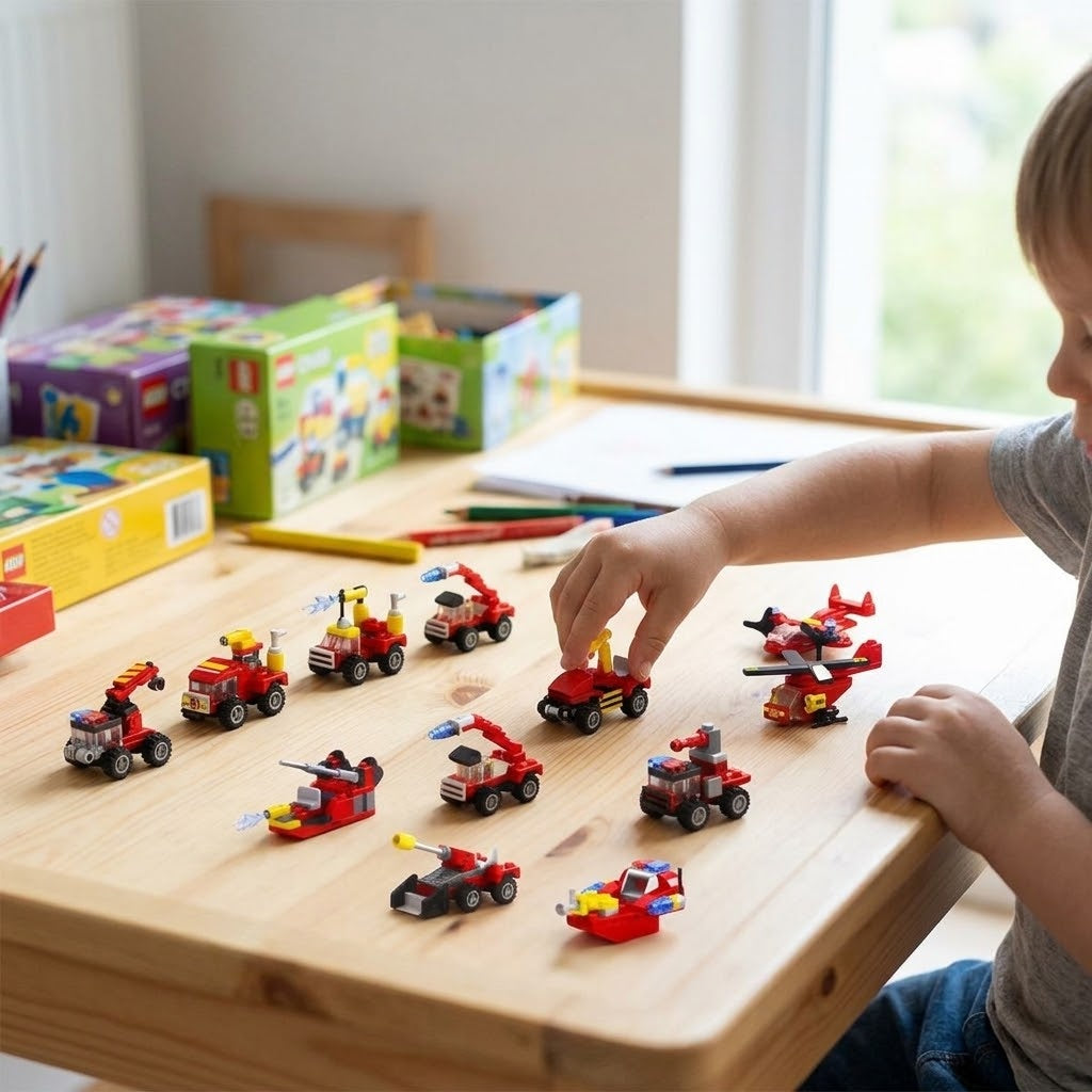 Fire Truck Compatible Building Bricks 12-in-1 Set - lifestyle photo