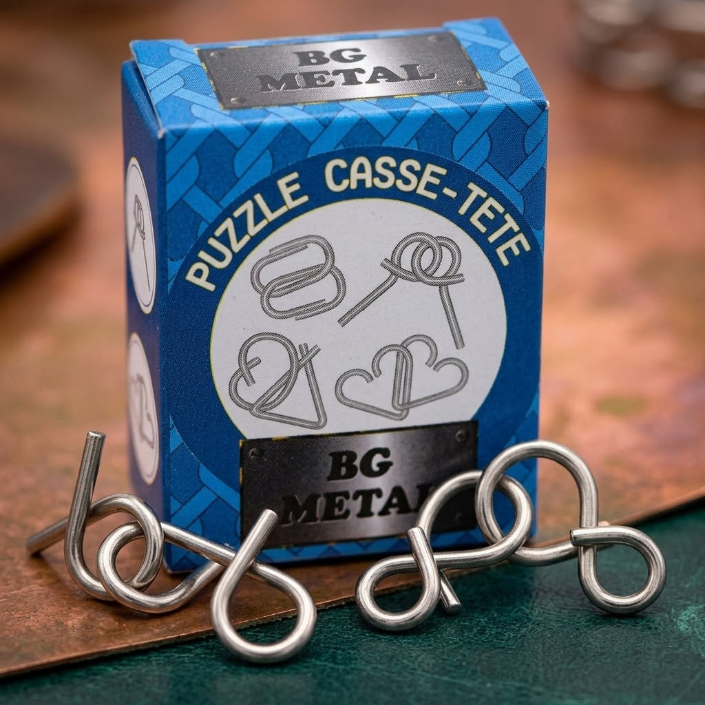 Metal Puzzle Brain Teaser in Box 8 Designs - close-up