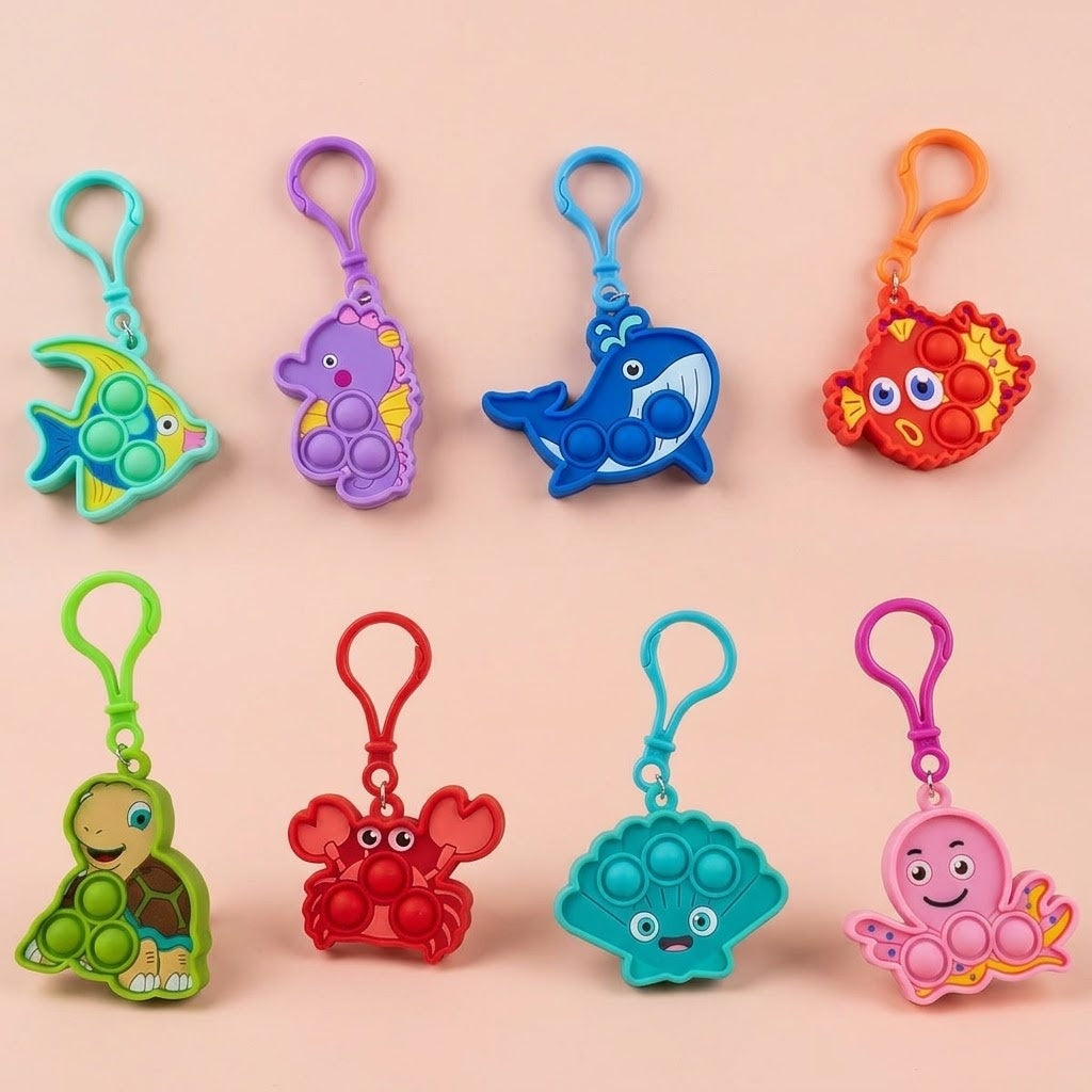 Pop It Animal Keychain Fidget Bag Charm 6 cm - studio photo