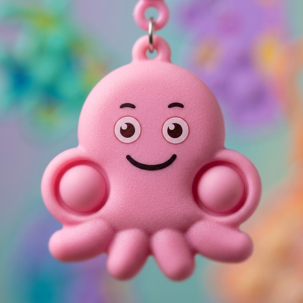 Pop It Animal Keychain Fidget Bag Charm 6 cm - close-up