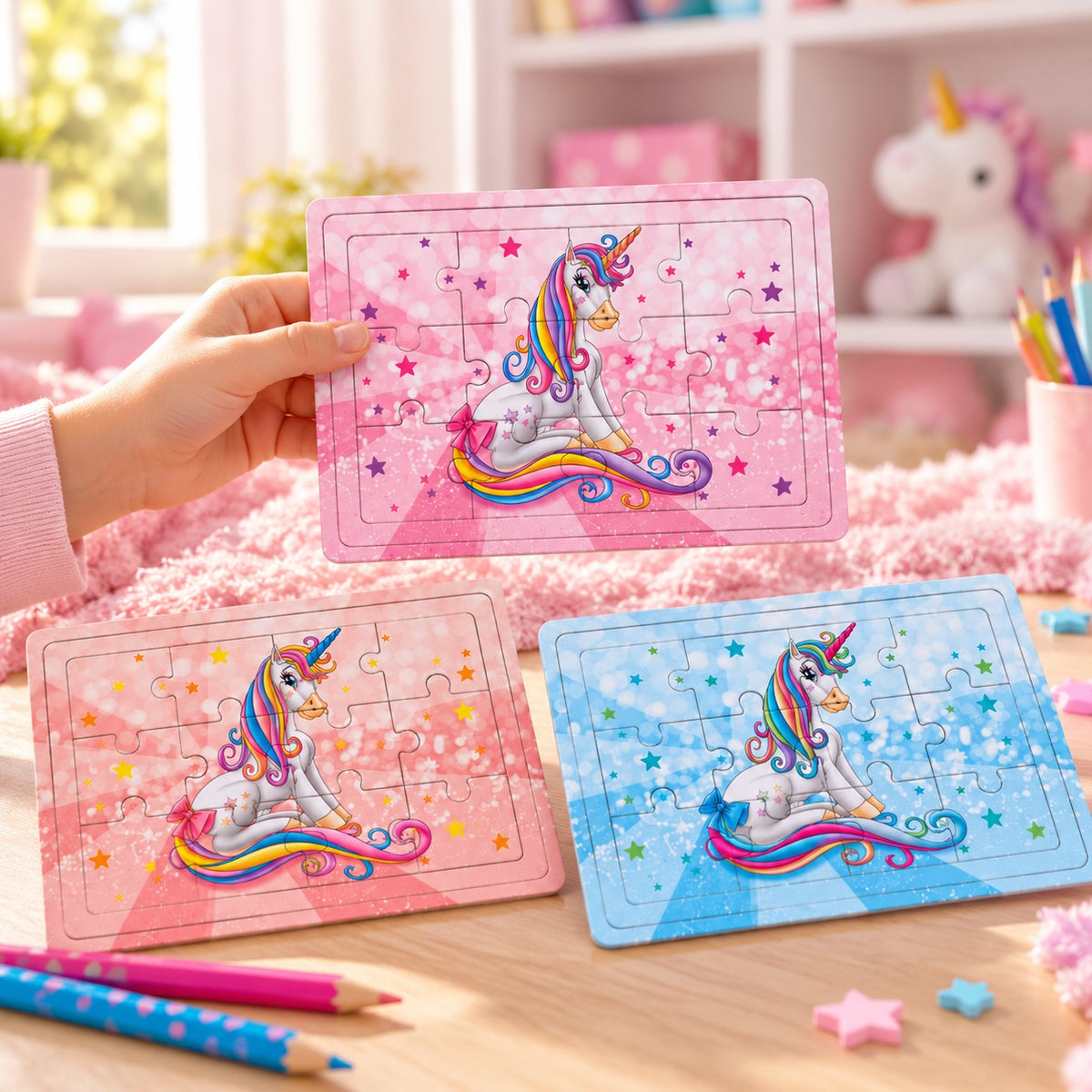 Unicorn Mini Jigsaw Puzzle 12 Pieces 8.5 x 12 cm - lifestyle photo