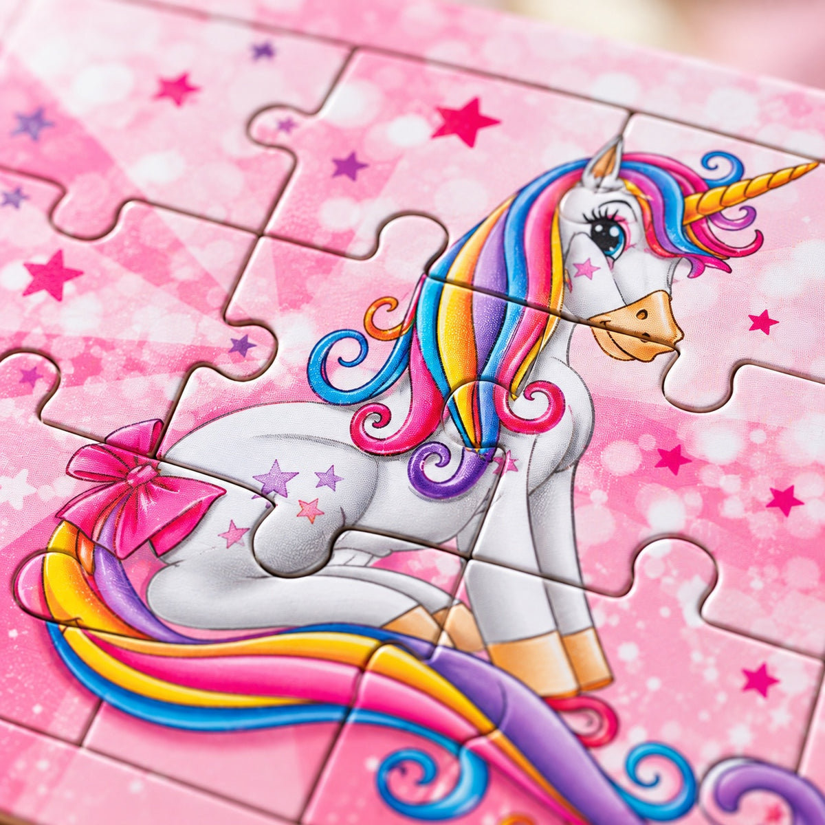 Unicorn Mini Jigsaw Puzzle 12 Pieces 8.5 x 12 cm - close-up