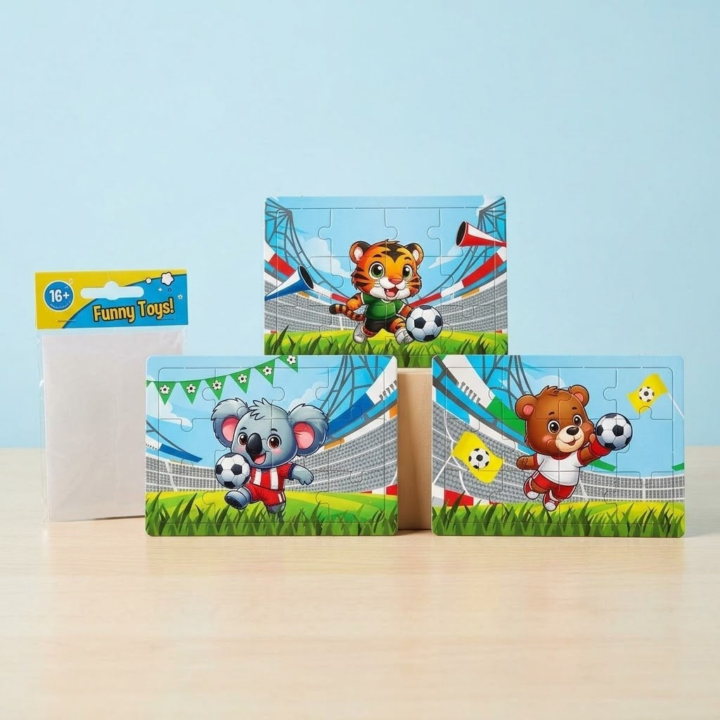 Football Animals Mini Jigsaw Puzzle 12 Pieces 8.5 x 12 cm - studio photo